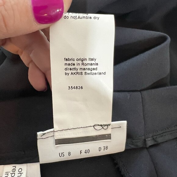 Akris Punto Women’s Tapered Crop Pants Size 8 Black Stretch Mid Rise Flat Zipper - Picture 12 of 13